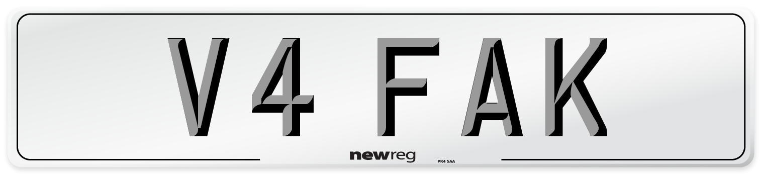 V4 FAK Number Plate from New Reg